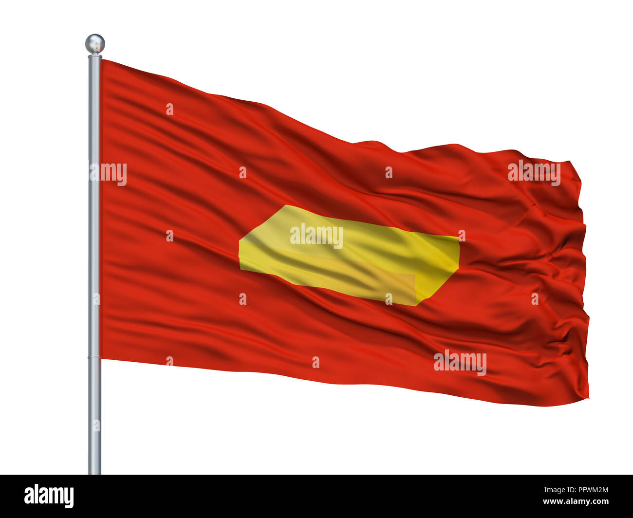 Ryazan City Flag On Flagpole, Russia, Isolated On White Background Stock Photo