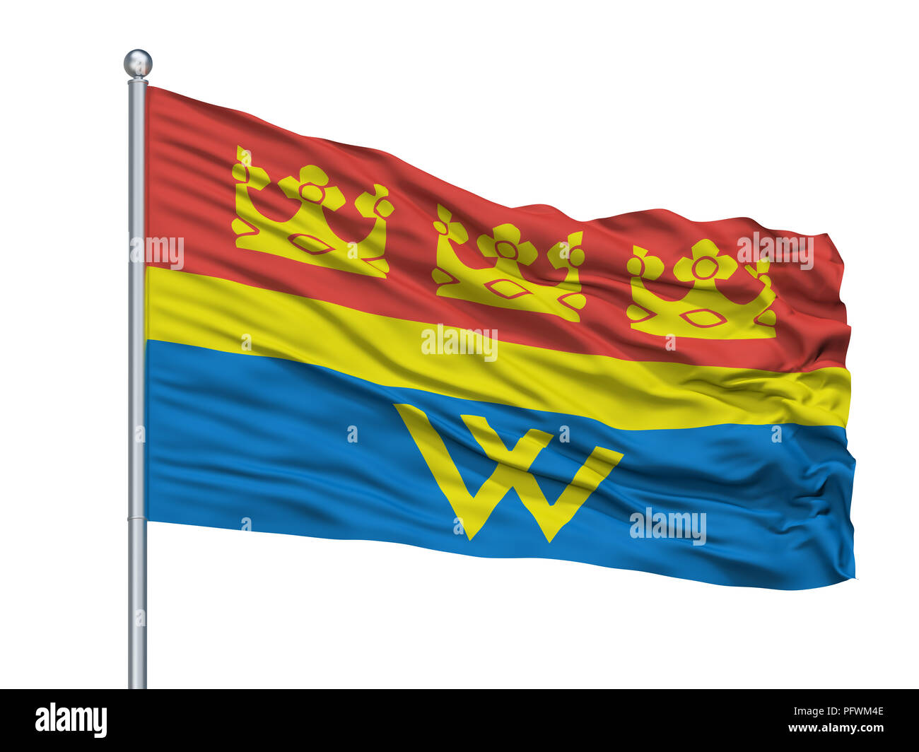 Ulyanovsk City Flag On Flagpole, Russia, Isolated On White Background ...