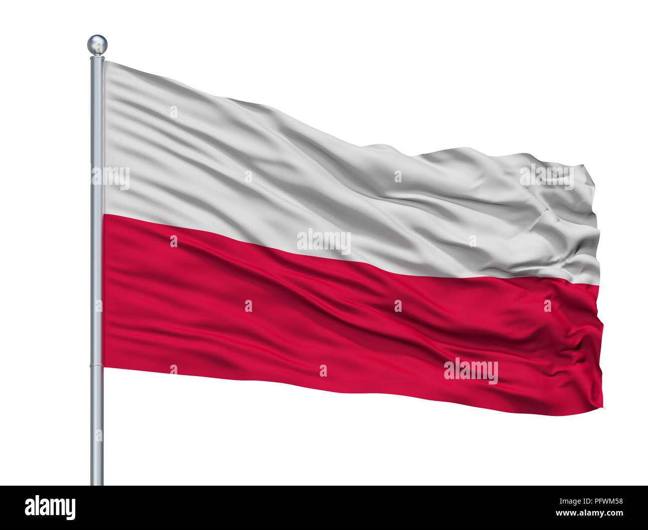 Belgrade City Flag On Flagpole, Serbia, Isolated On White Background Stock Photo