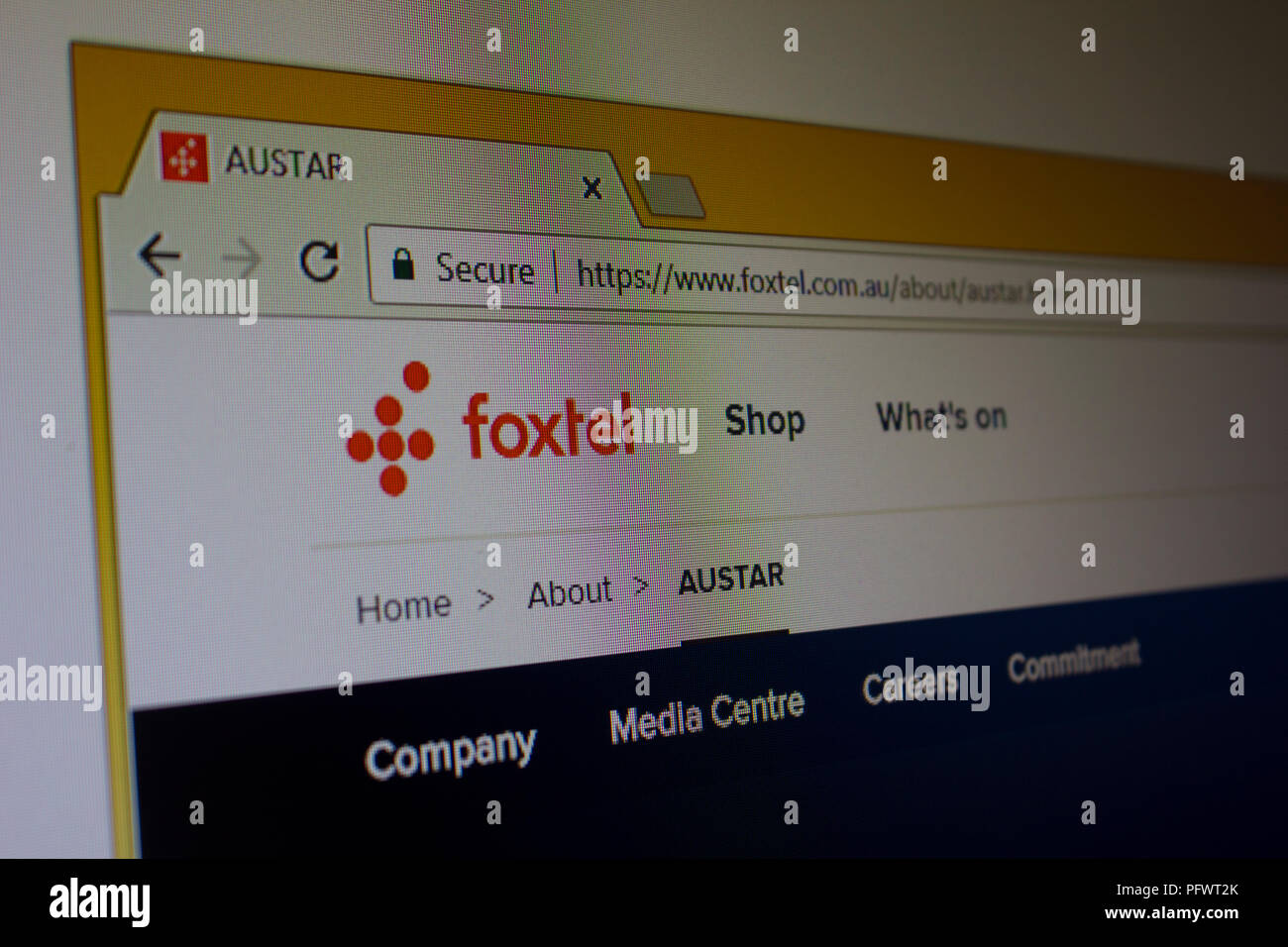 Foxtel  Website Homepage Stock Photo