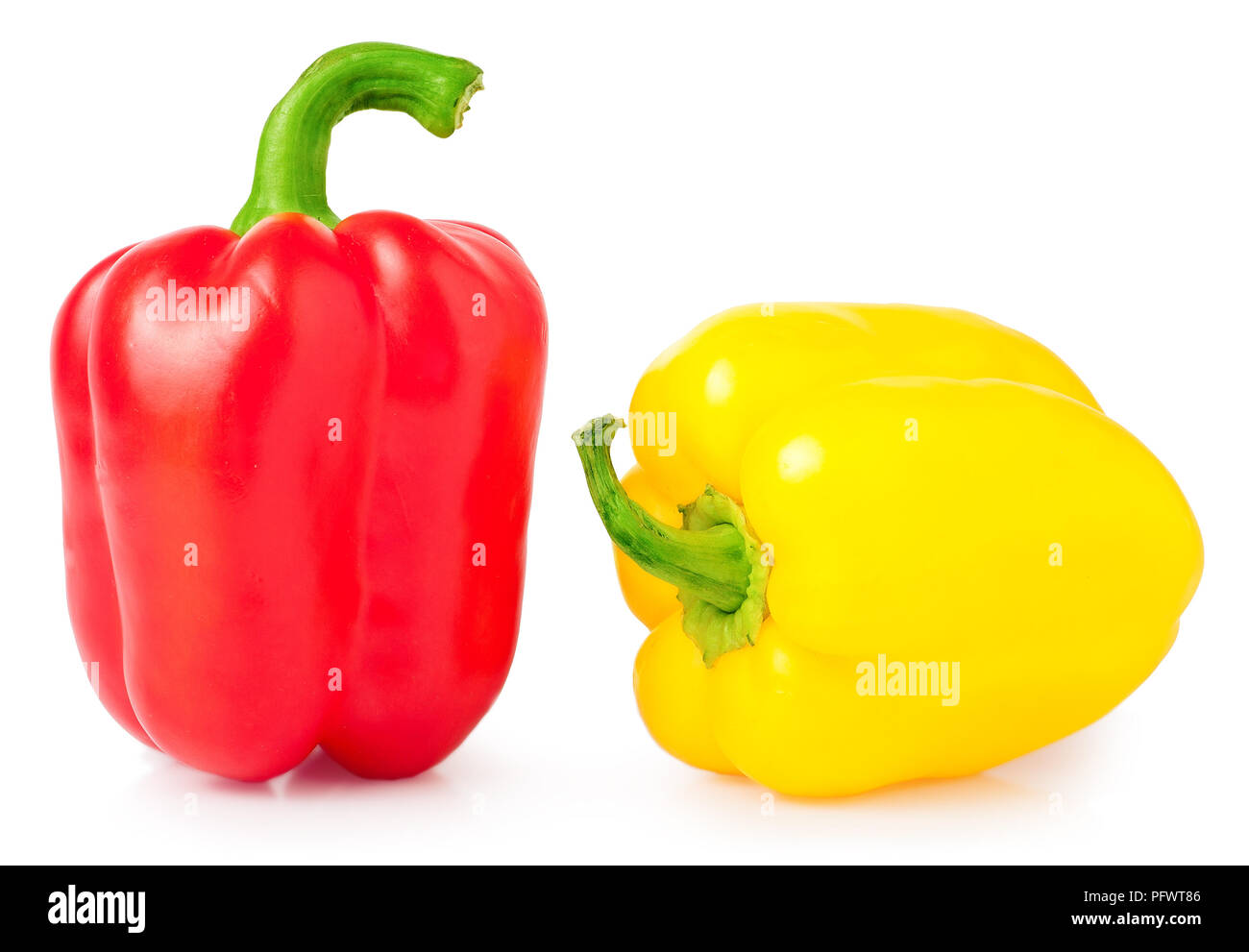 Red and yellow sweet pepper isolated on white background Stock Photo ...