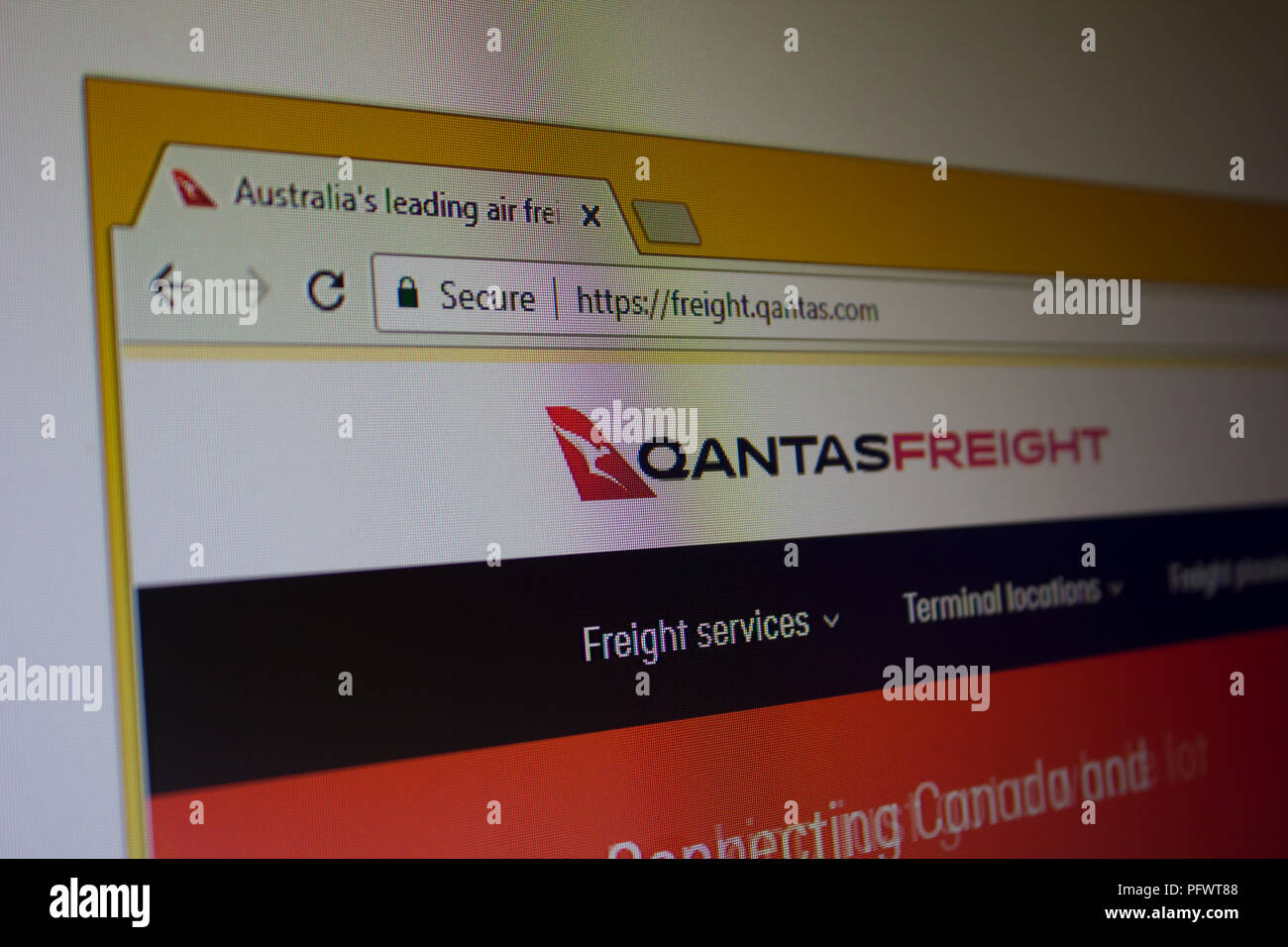Qantas Airways Website Homepage Stock Photo