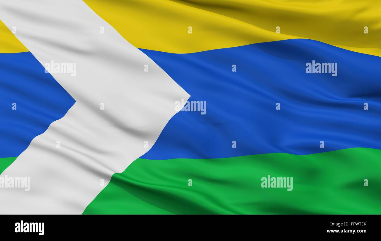 Cumaribo City Flag, Colombia, Vichada Department, Closeup View Stock Photo
