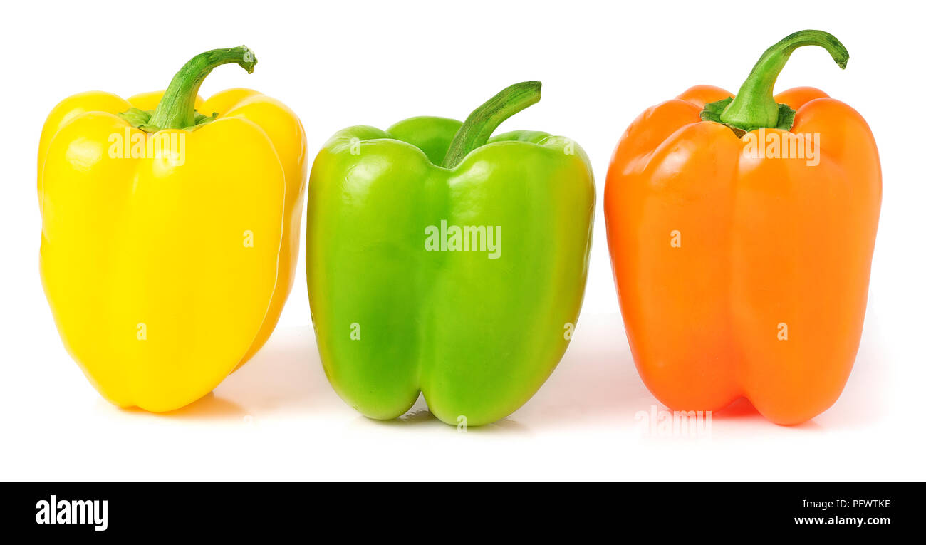 Bell peppers isolated on white background closeup Stock Photo - Alamy