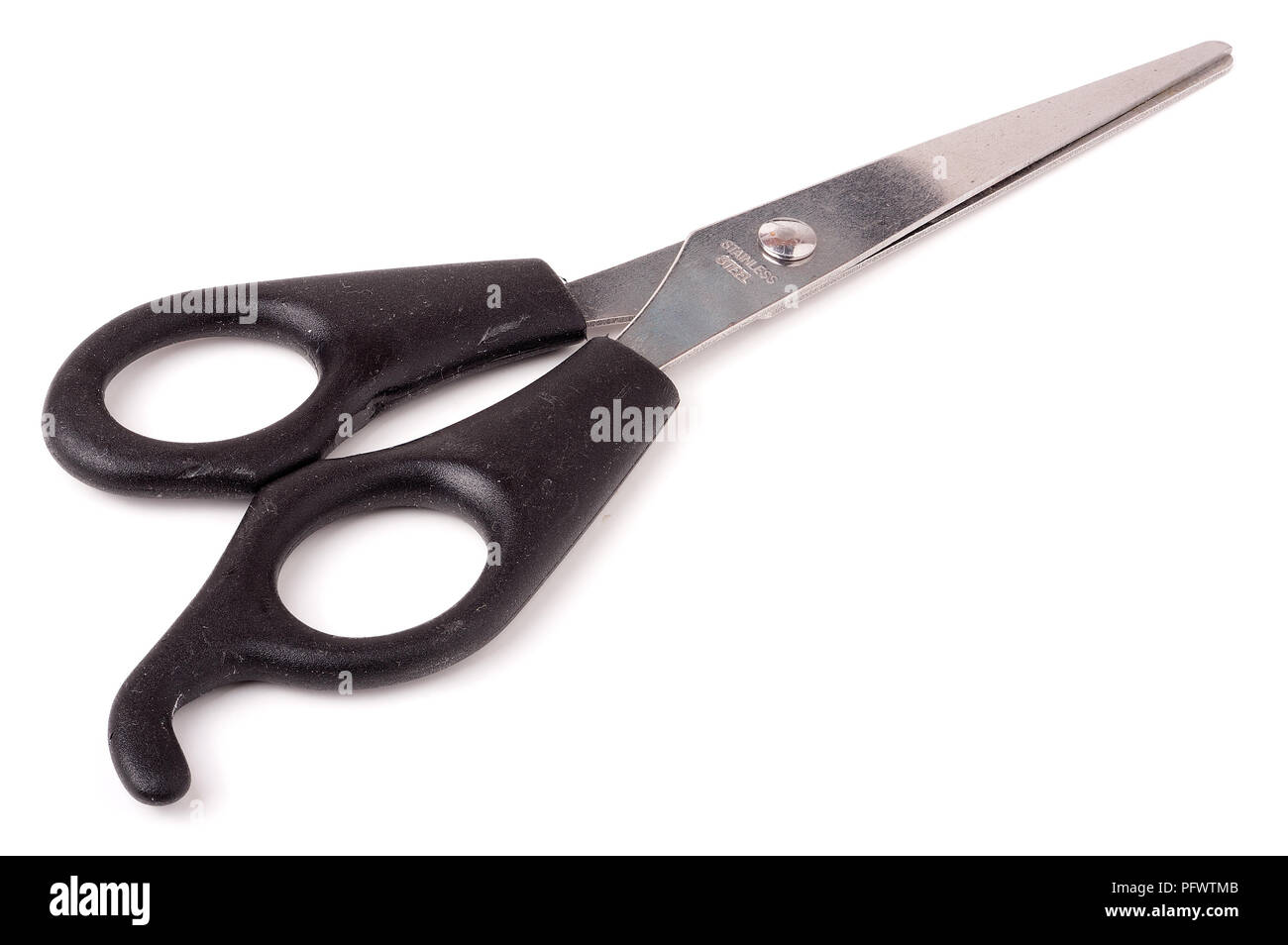 isolated black scissors -  white background Stock Photo