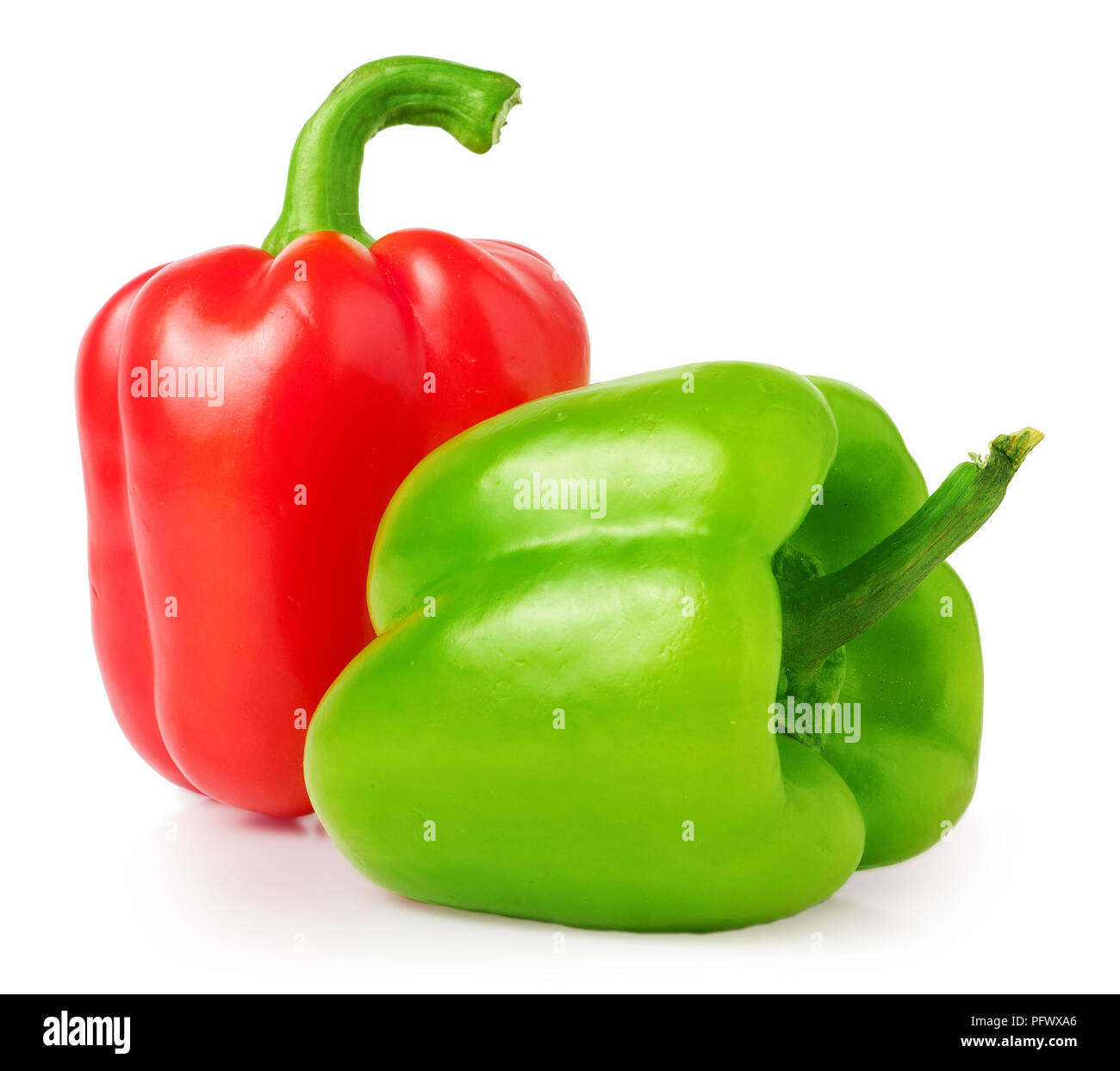 red and green sweet pepper isolated on white Stock Photo