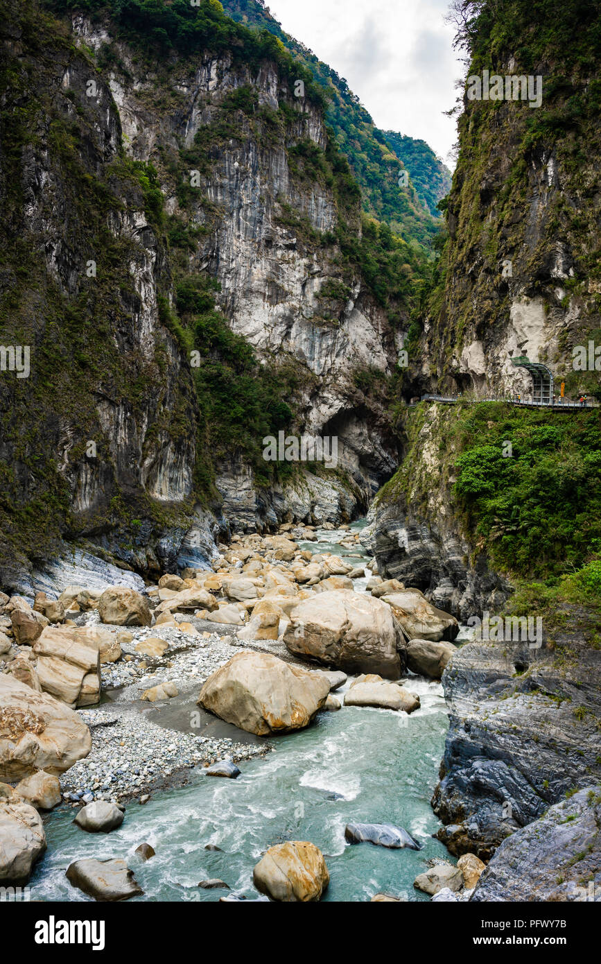 River view in Taroko gorge national park in Hualien Taiwan Stock Photo