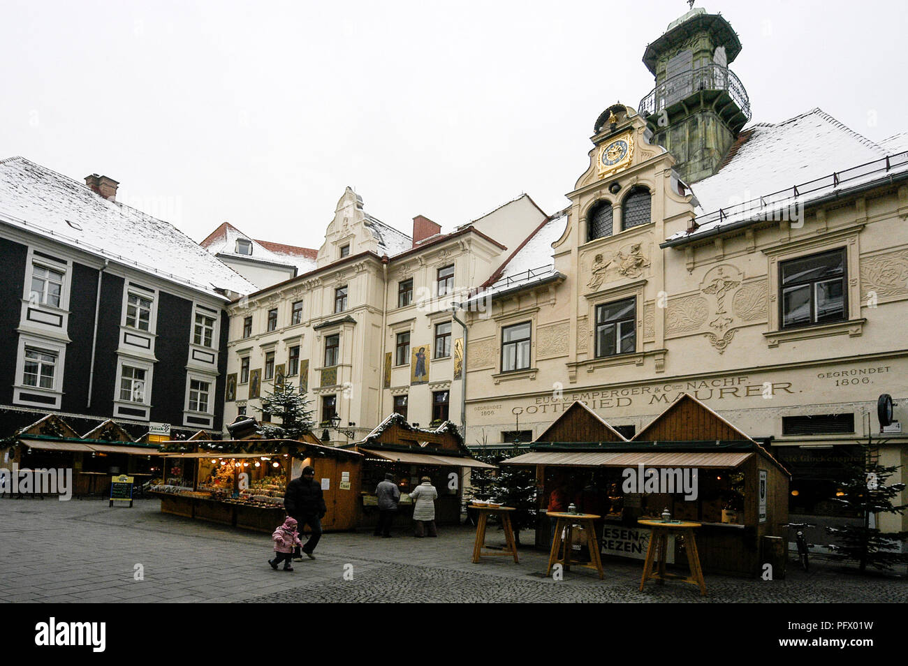 Glockenspielplatz in the main shopping quarter of the old town of Graz in Austria Stock Photo