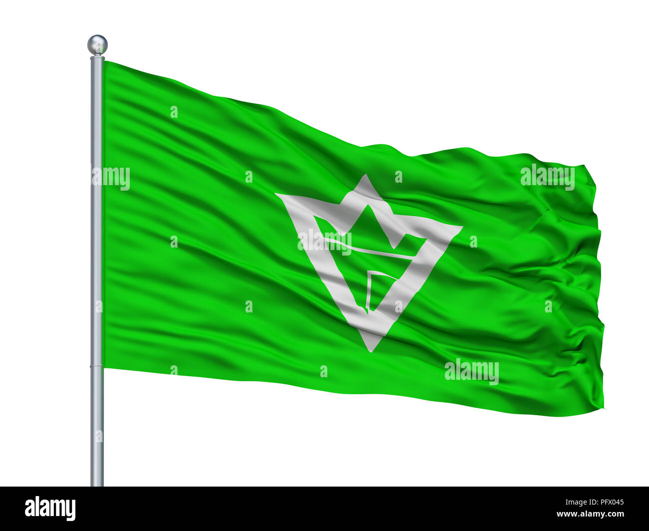 Iwanuma City Flag On Flagpole, Japan, Miyagi Prefecture, Isolated On ...