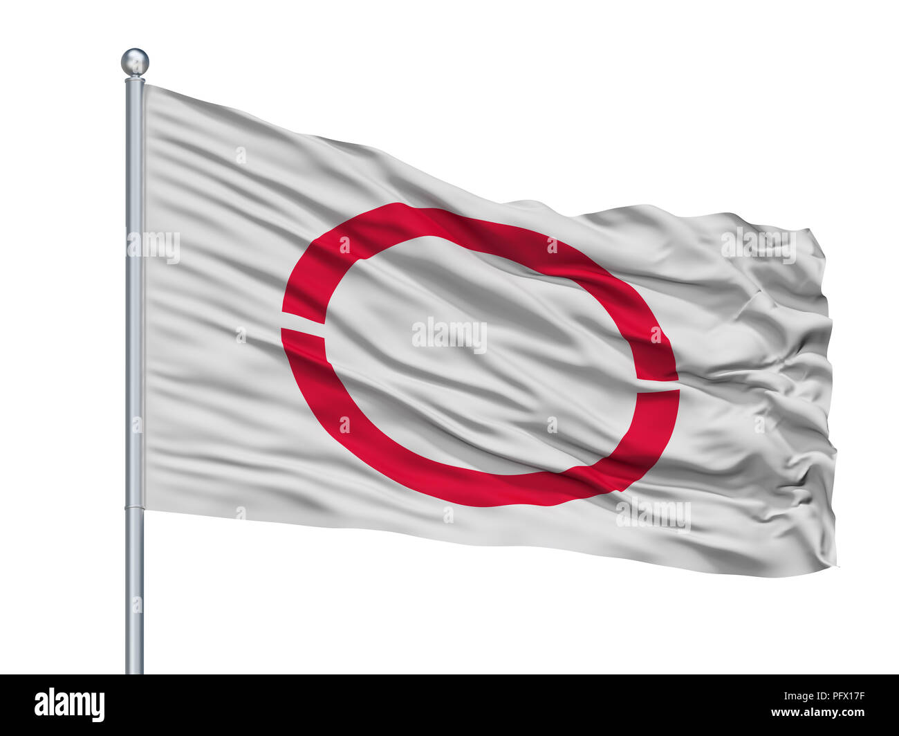 Okaya City Flag On Flagpole, Japan, Nagano Prefecture, Isolated On ...