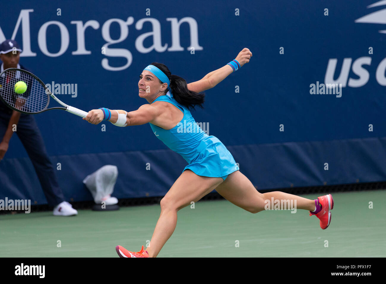 Ekaterine Gorgodze of Georgia retruns ball during qualifying day 1 against  Catherine McNally of USA at US Open Tennis championship at USTA Billie Jean  King National Tennis Center (Photo by Lev Radin/Pacific