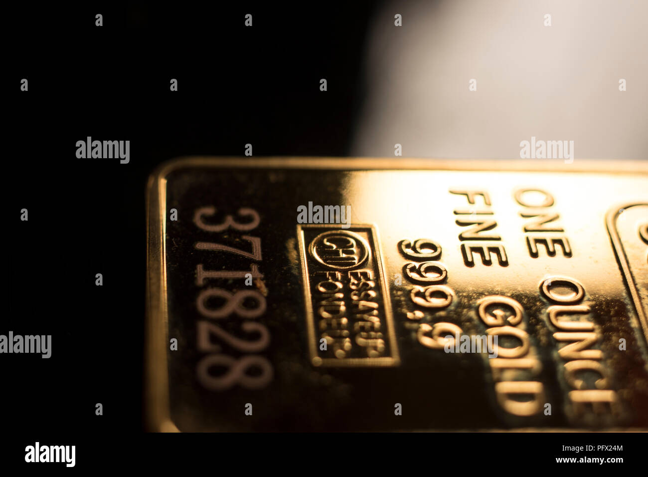 Fine solid gold 999.9 one ounce bullion ingot precious metals bar