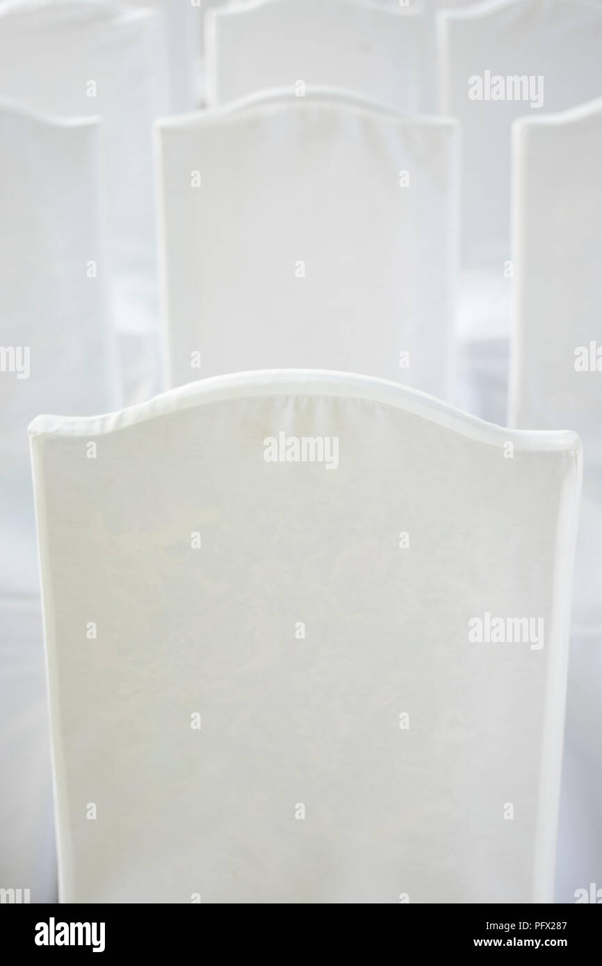 Outdoor summer garden civil wedding seating with white cotton chair