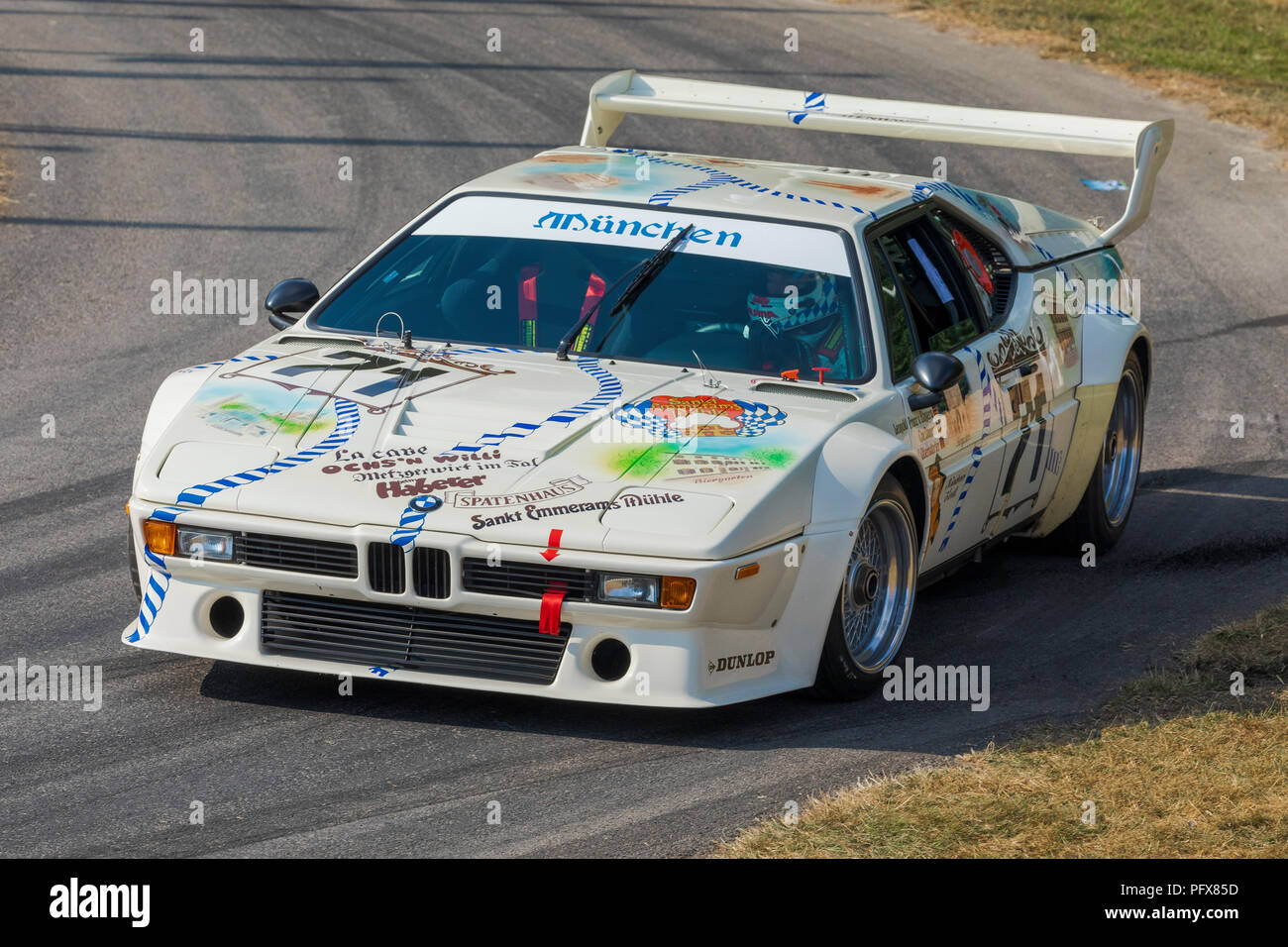 1979 BMW M1 Procar sports racer with driver Leopold von Bayern at the 2018 Goodwood Festival of Speed, Sussex, UK. Stock Photo