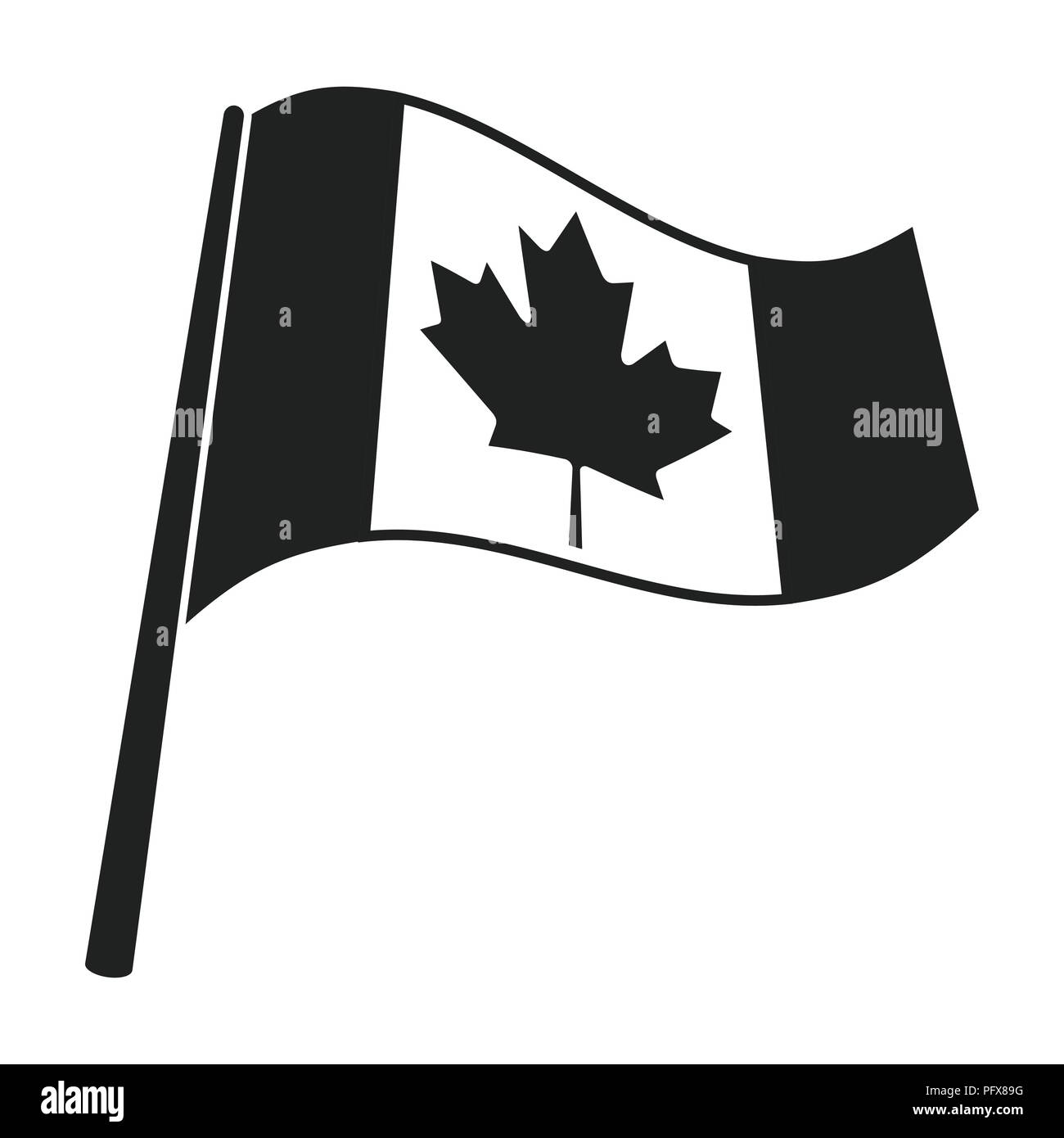 Canadian Flag Icon In Black Style Isolated On White Background 
