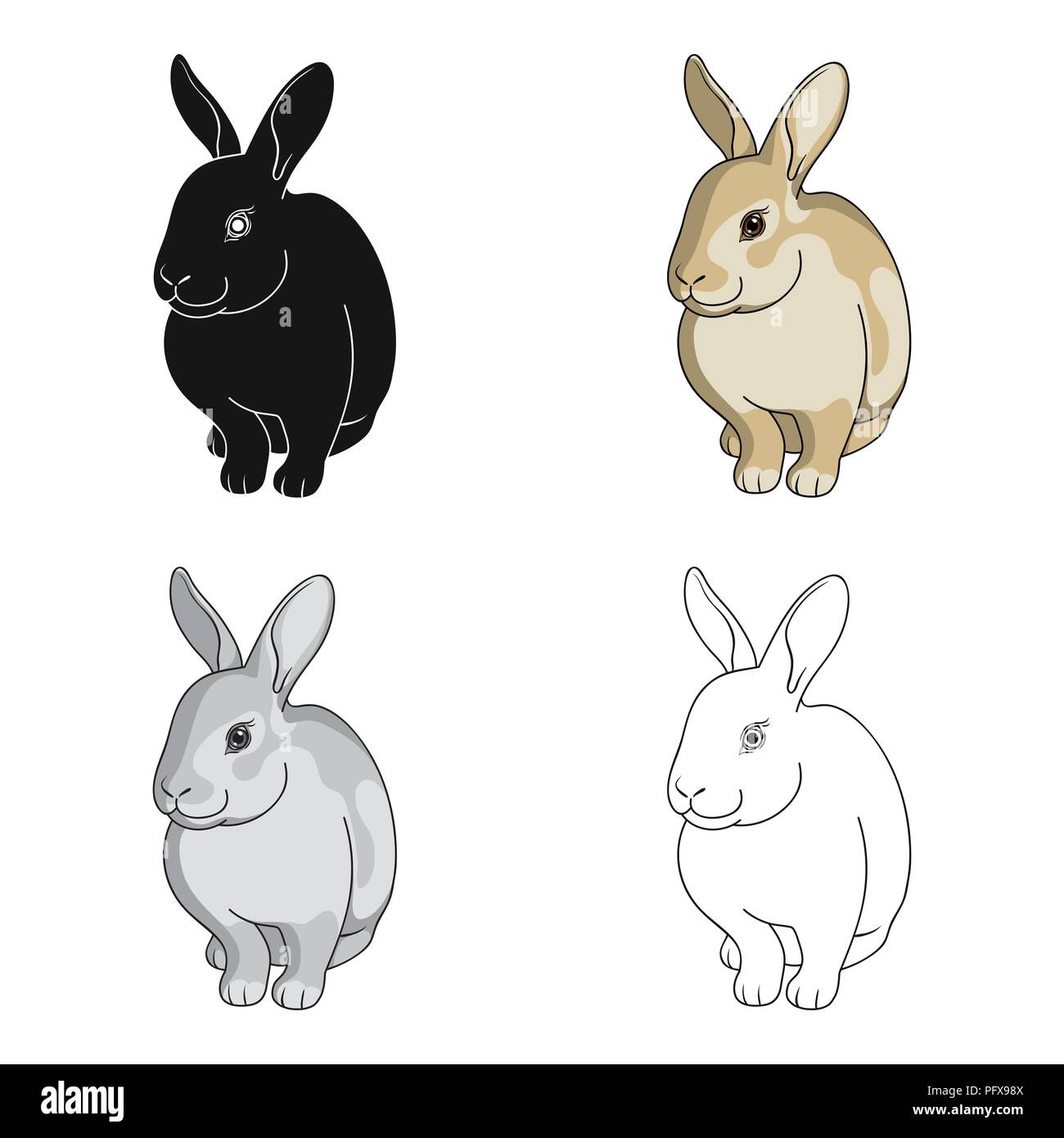 Gray rabbit.Animals single icon in cartoon style vector symbol stock ...