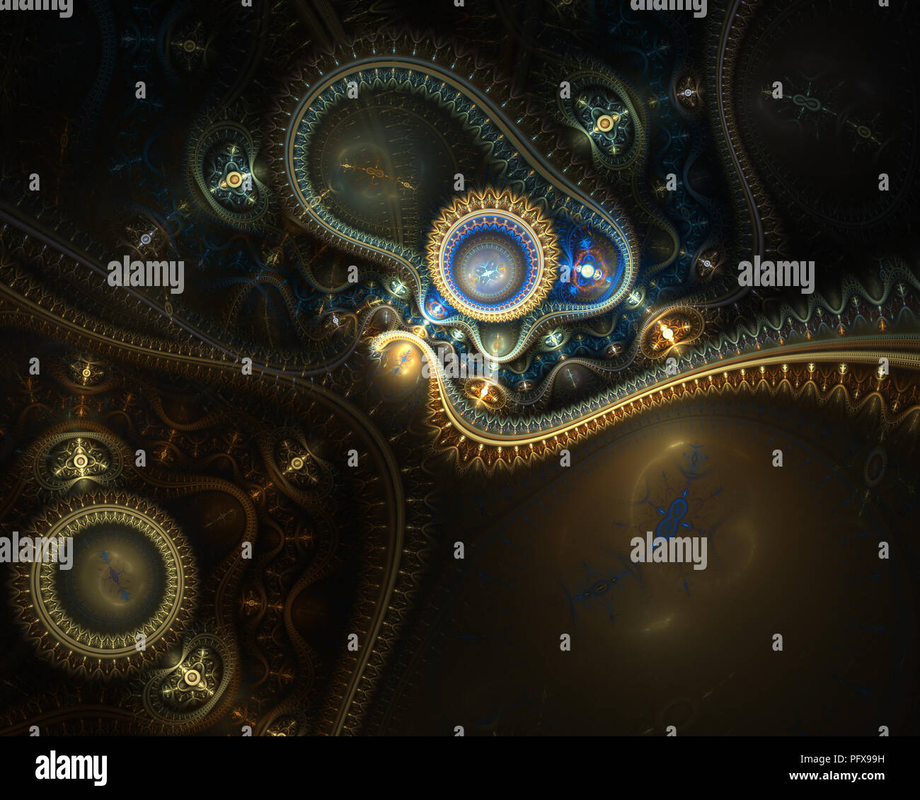 Steampunk Time Machine Futuristic Mechanic Engine An Abstract Computer Generated Modern Fractal Design On Dark Background Abstract Fractal Color T Stock Photo Alamy