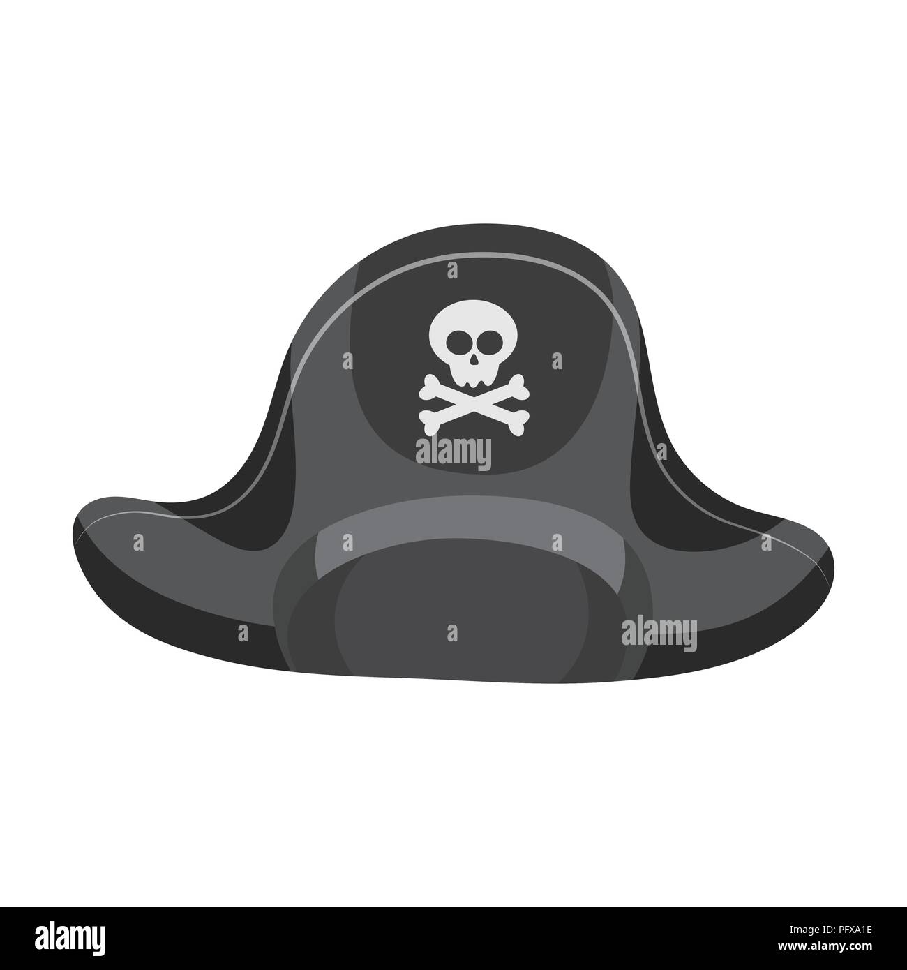 Pirate hat with skull icon in monochrome style isolated on white ...