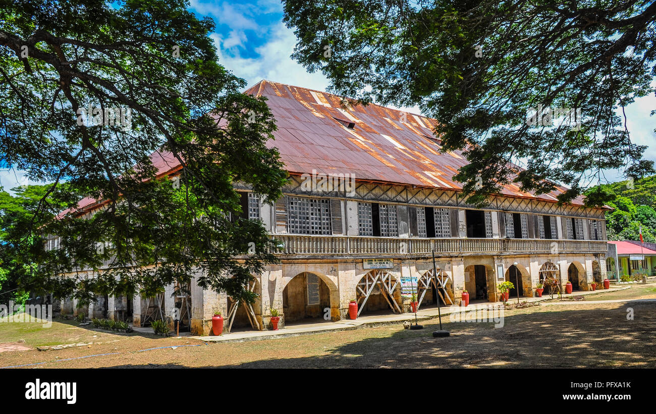 Siquijor, Philippines - Lazi Convent. It is one of the largest convents built during the Spanish colonial era, measuring 42 meters by 38 meters. Stock Photo