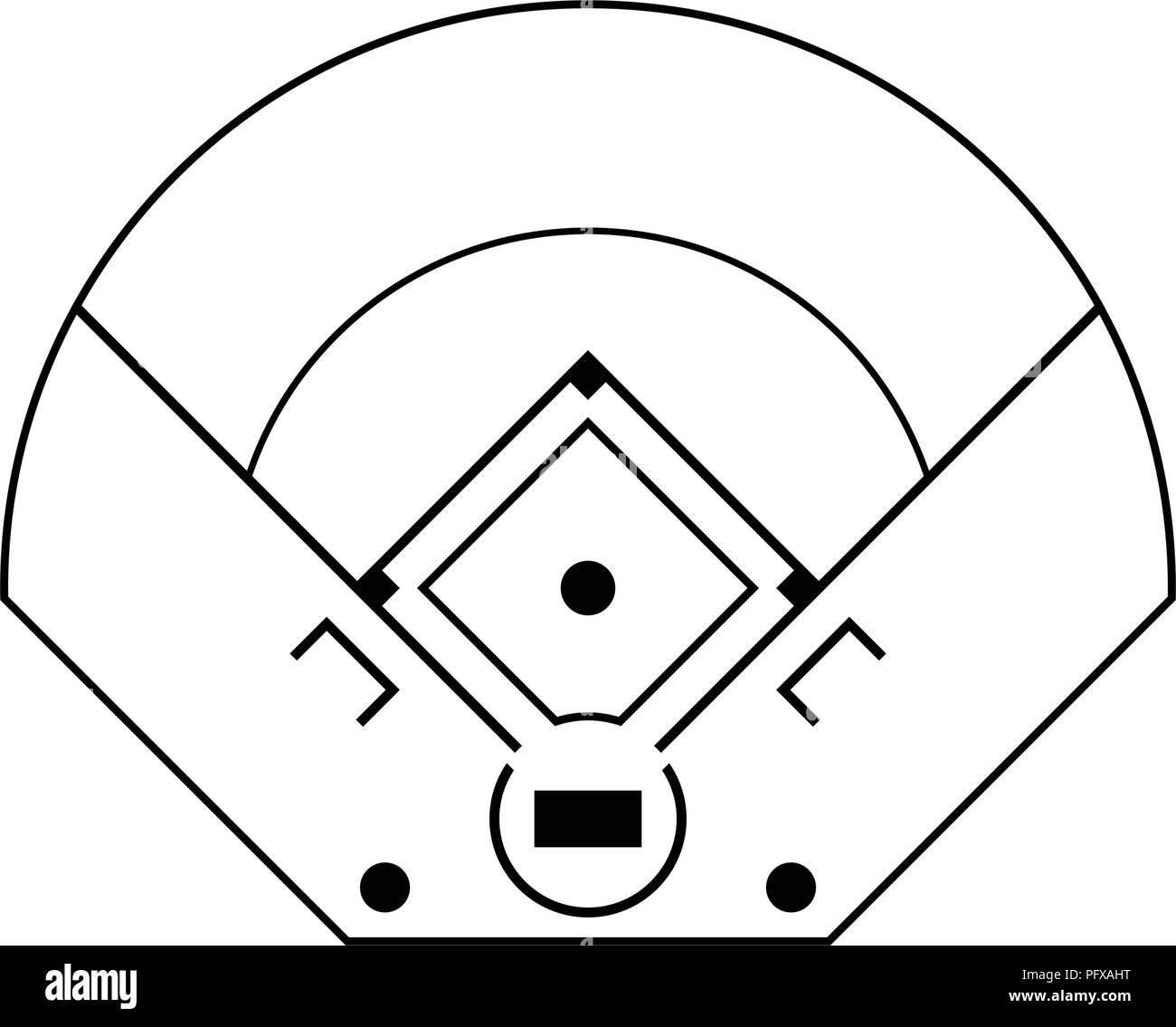 Baseball field aerial view icon. Thin line design. Vector illustration. Stock Vector