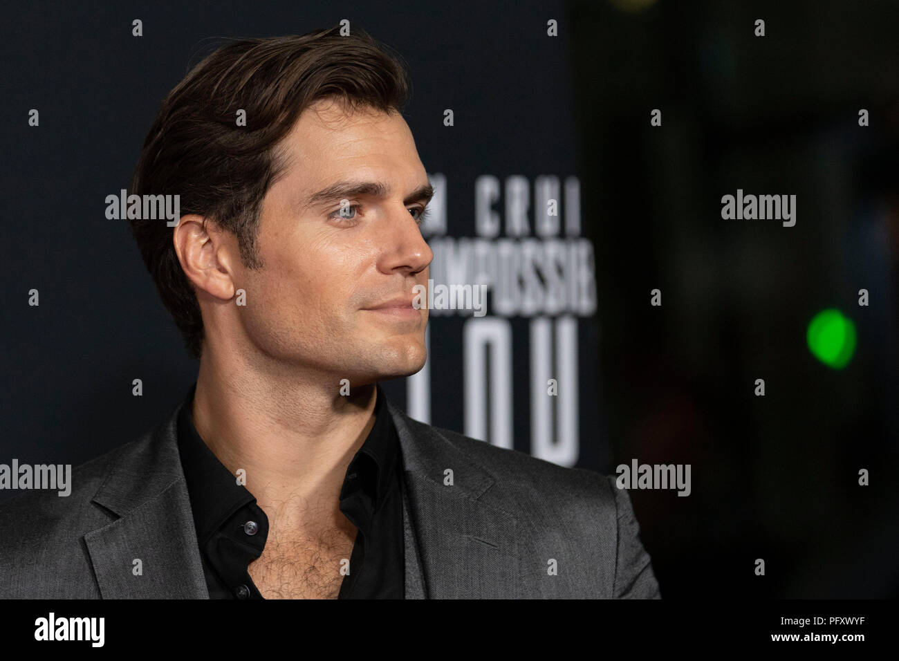 Actor Henry Cavill on the red carpet prior to a screening of Mission Impossible Fallout a the Smithsonian National Air and Space Museum on July 22, in Washington, DC. Stock Photo