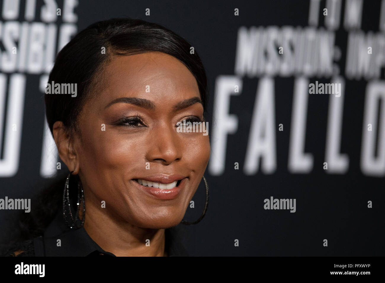 Actress Angela Bassett on the red carpet prior to a screening of Mission Impossible Fallout a the Smithsonian National Air and Space Museum on July 22, in Washington, DC. Stock Photo