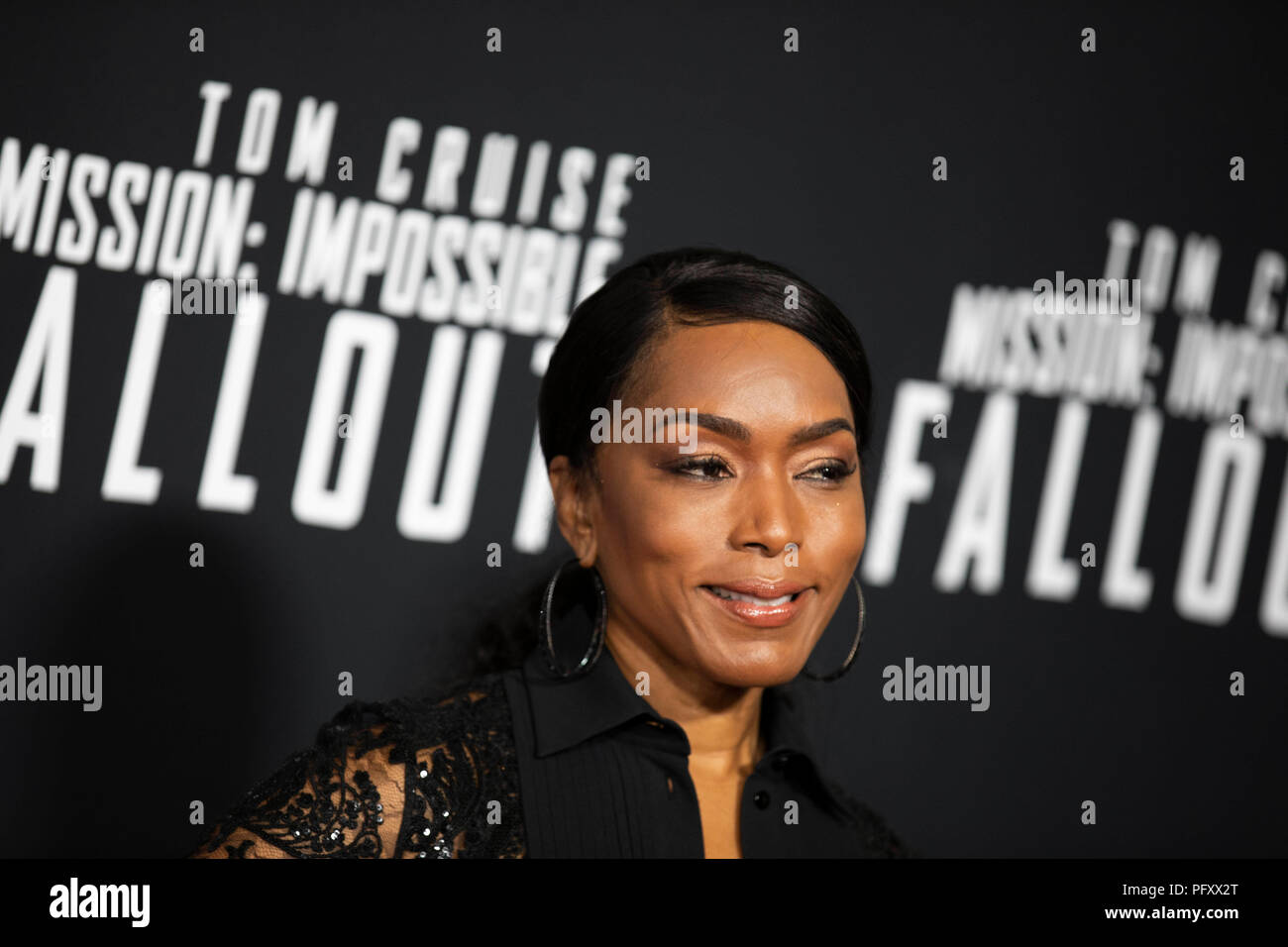 Actress Angela Bassett on the red carpet prior to a screening of Mission Impossible Fallout a the Smithsonian National Air and Space Museum on July 22, in Washington, DC. Stock Photo