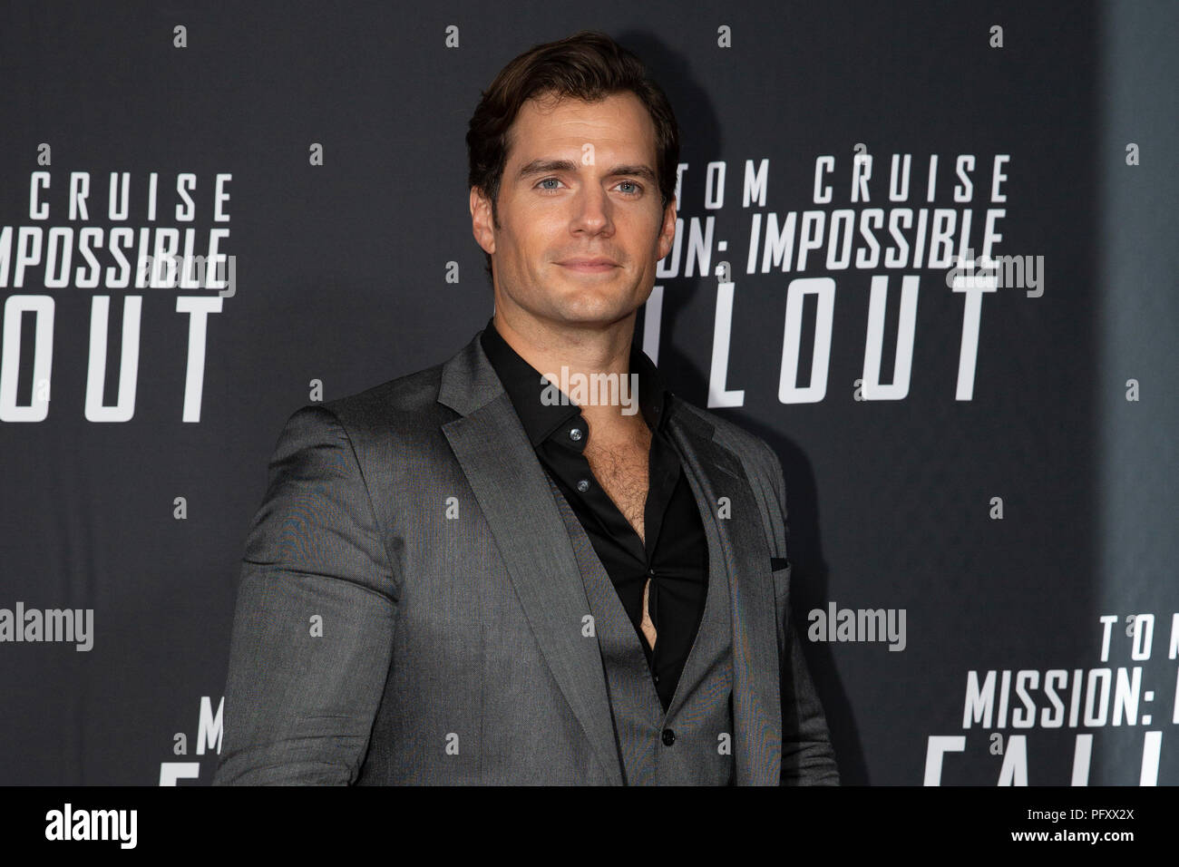 Actor Henry Cavill on the red carpet prior to a screening of Mission Impossible Fallout a the Smithsonian National Air and Space Museum on July 22, in Washington, DC. Stock Photo