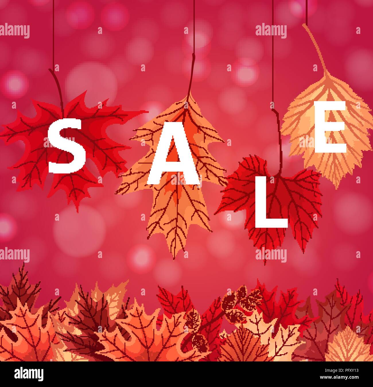 Abstract Vector Illustration Autumn Sale Background with Falling Autumn ...