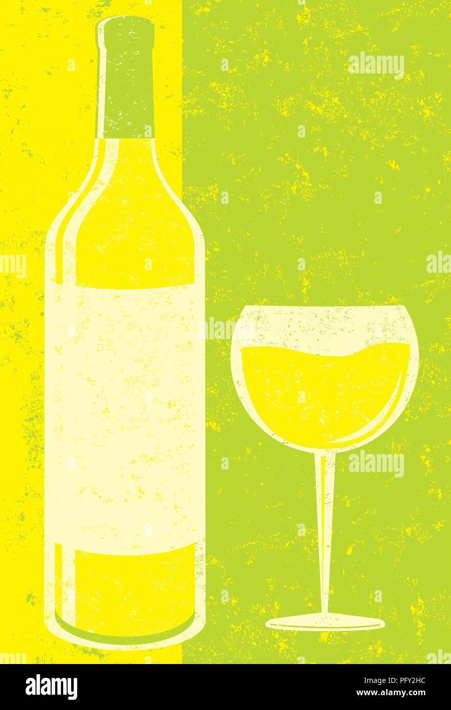 Chardonnay wine. A bottle and glass of chardonnay Stock Vector