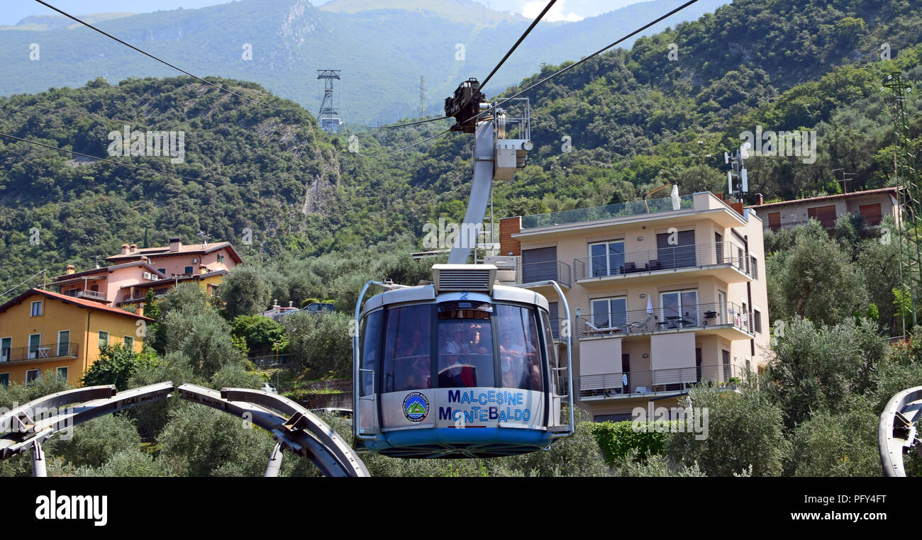Cable car at mont baldo in Malcesine Stock Photo