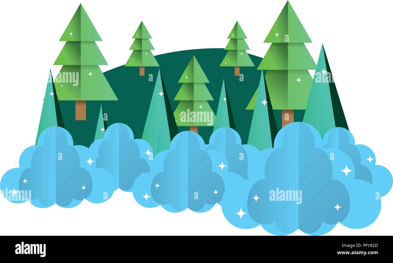 nature pine tree with clouds landscape Stock Vector Image & Art - Alamy