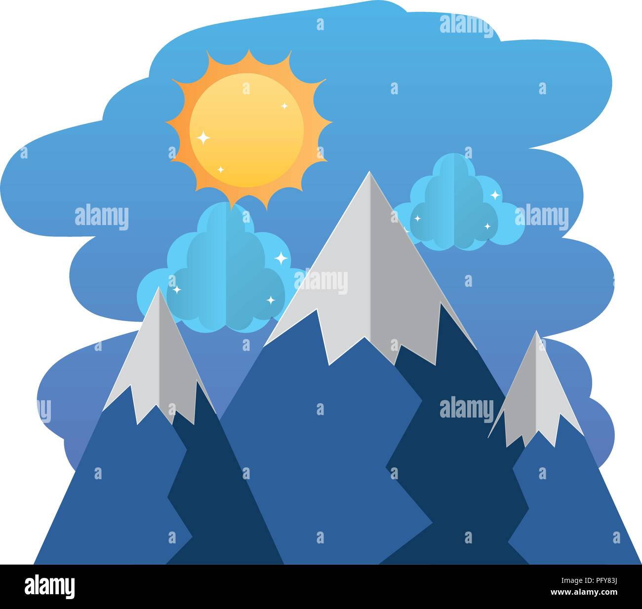 nature mountains with sun and clouds landscape Stock Vector Image & Art ...