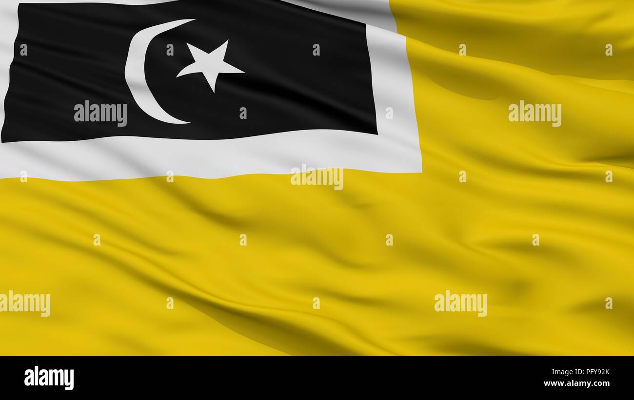 Kuala Terengganu City Flag, Malaysia, Terengganu State, Closeup View Stock Photo