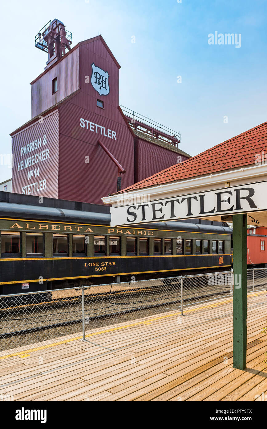 Grain Elevator, , Alberta Prairie, passenger rail car, Train Station