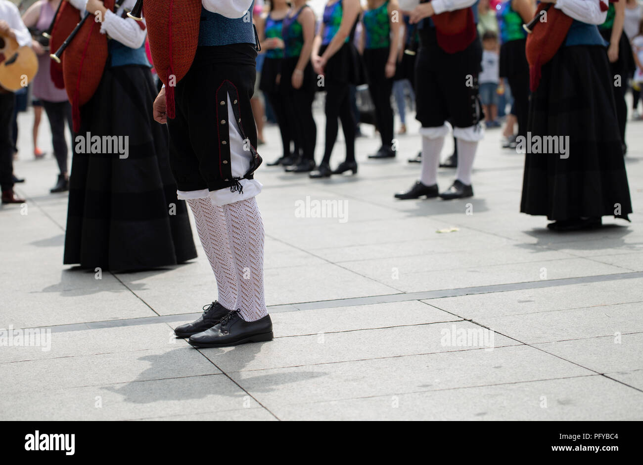 Spanish traditional pipe band Stock Photo Alamy