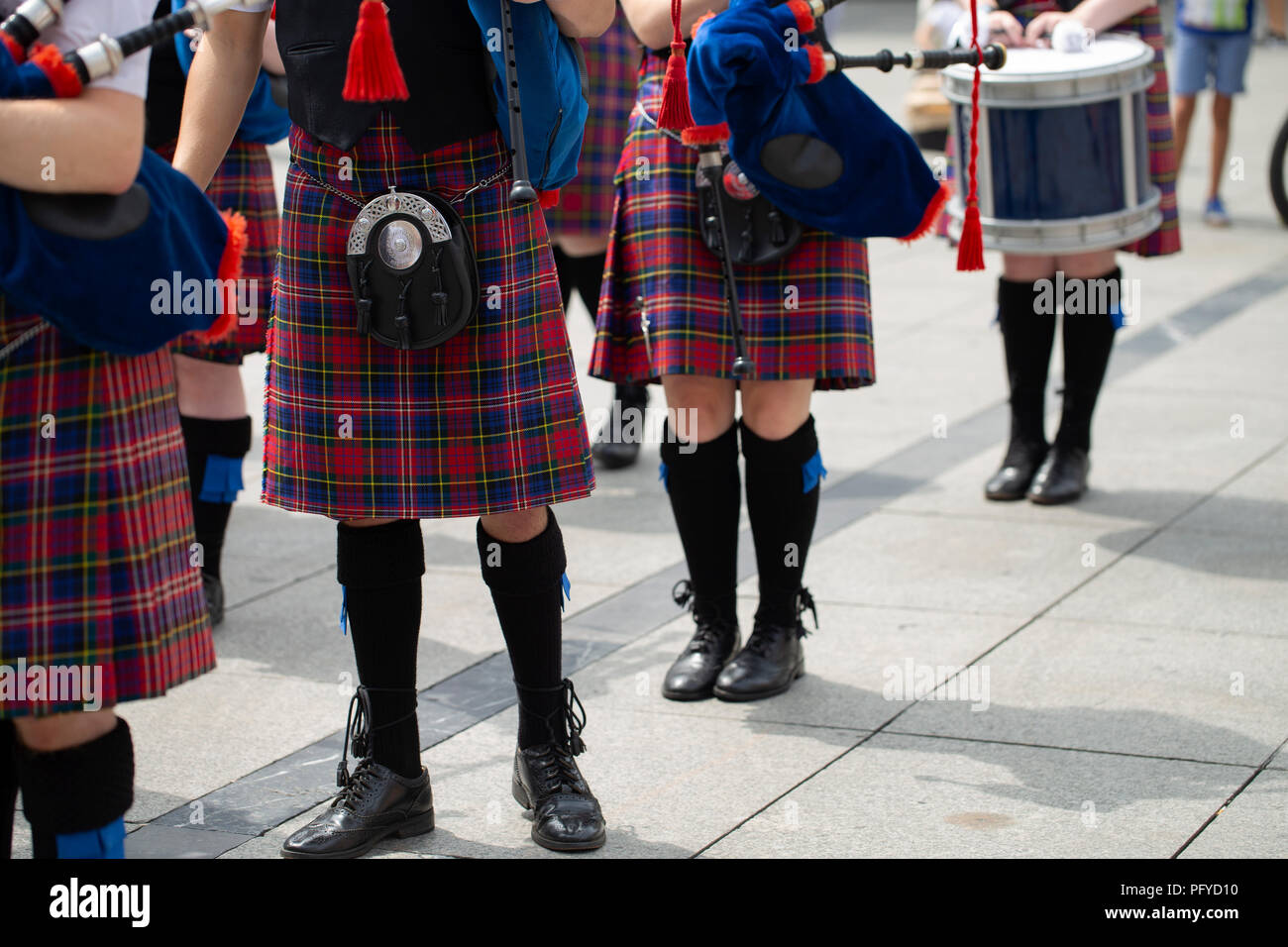 Scottish traditional pipe band Stock Photo
