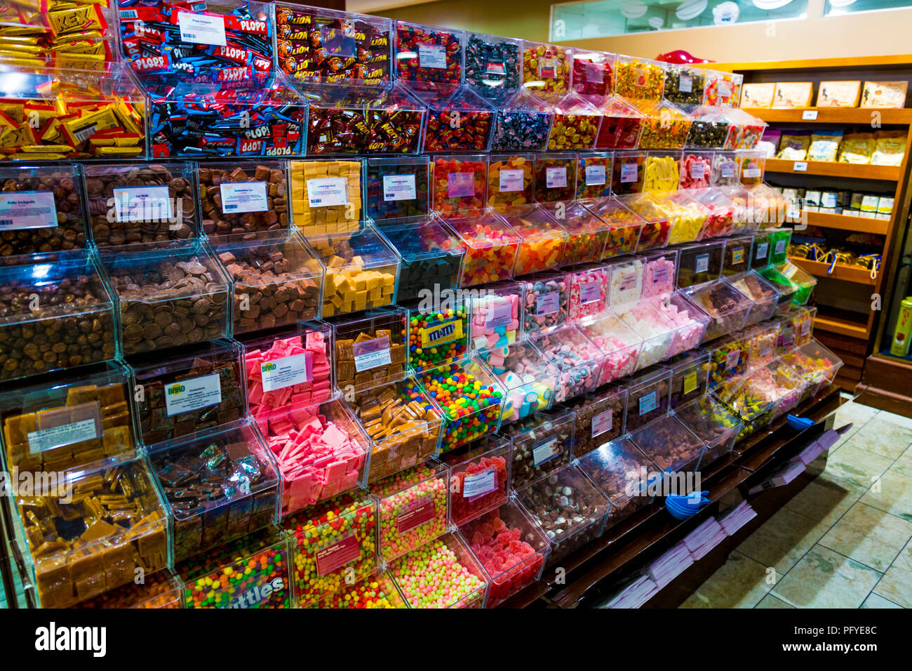 Pick 'n' mix candy, bulk confectionery at a shop (Stockholm, Sweden) Stock Photo