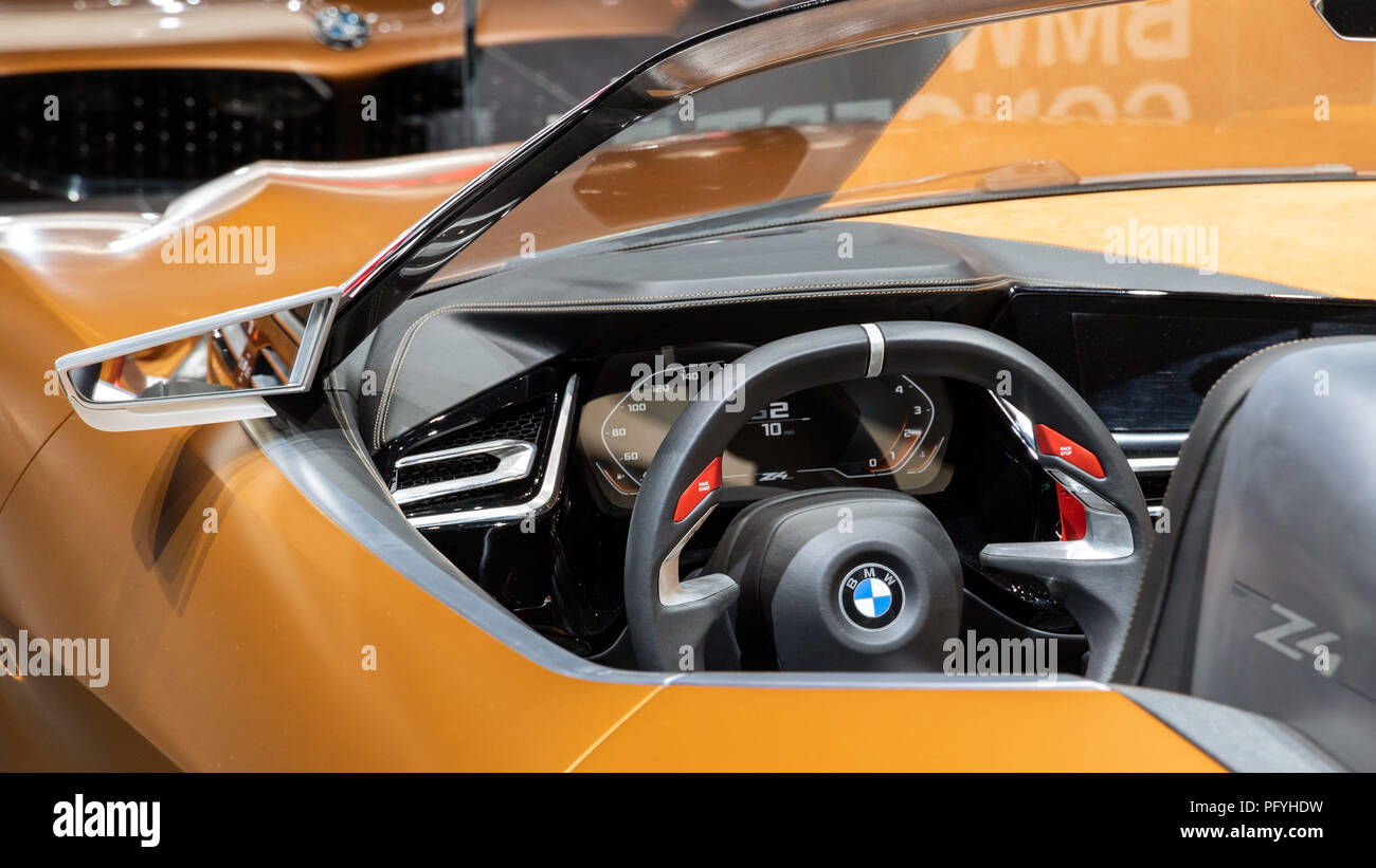 GENEVA, SWITZERLAND - MARCH 7, 2018: Driver seat close up of a BMW Z4  sports car showcased at the 88th Geneva International Motor Show Stock  Photo - Alamy