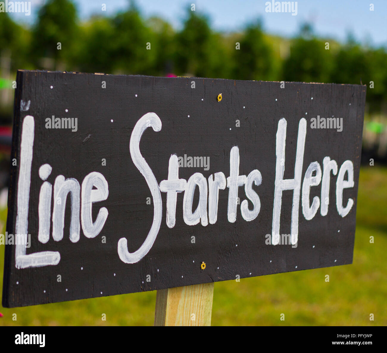 Sign Line stars here Stock Photo