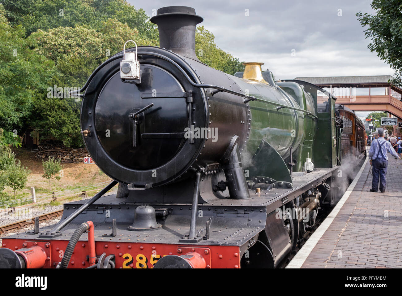 A steam train at Bewdley station on the Severn Valley Railway, Bewdley, Worcestershire, England, UK Stock Photo
