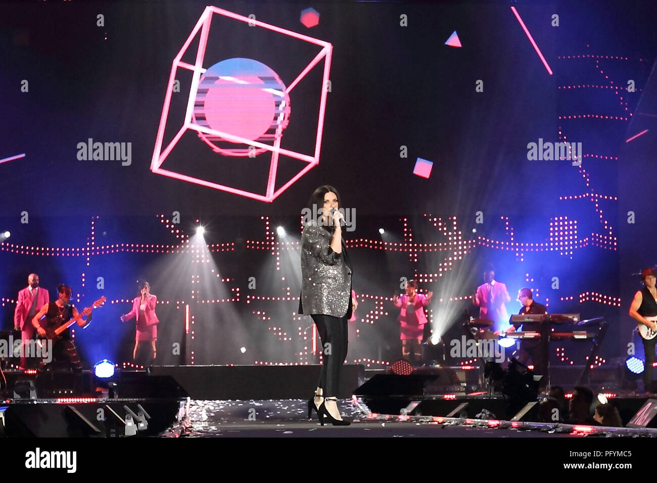 Laura Pausini in concert at the Circus Maximus in Rome, Italy  Featuring: Laura Pausini Where: Rome, Italy When: 22 Jul 2018 Credit: IPA/WENN.com  **Only available for publication in UK, USA, Germany, Austria, Switzerland** Stock Photo