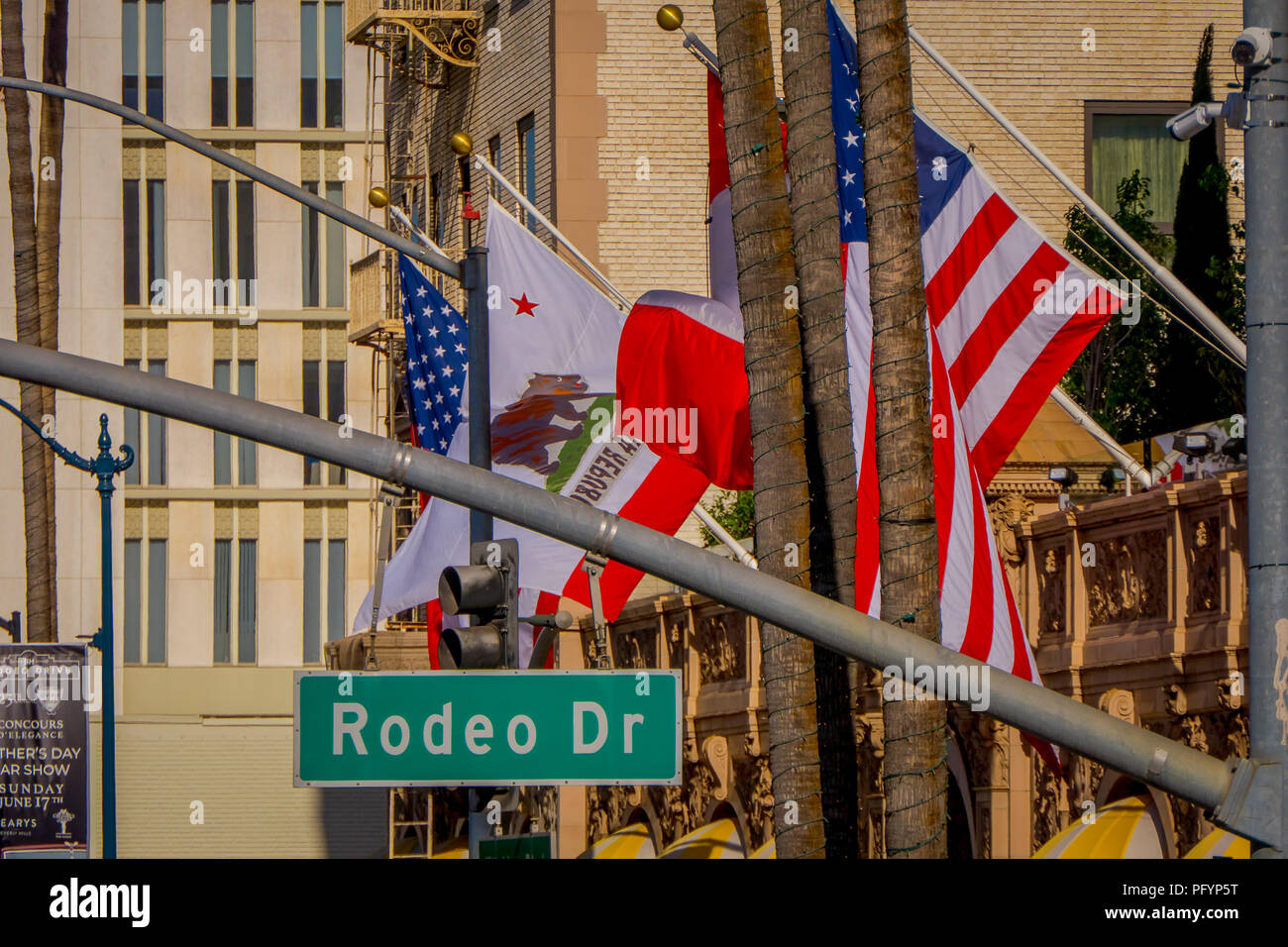 Los Angeles, California, USA, JUNE, 15, 2018: Close up of street sign ...
