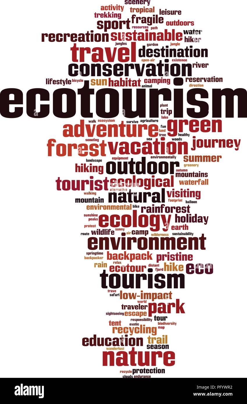 Ecotourism word cloud concept. Vector illustration Stock Vector