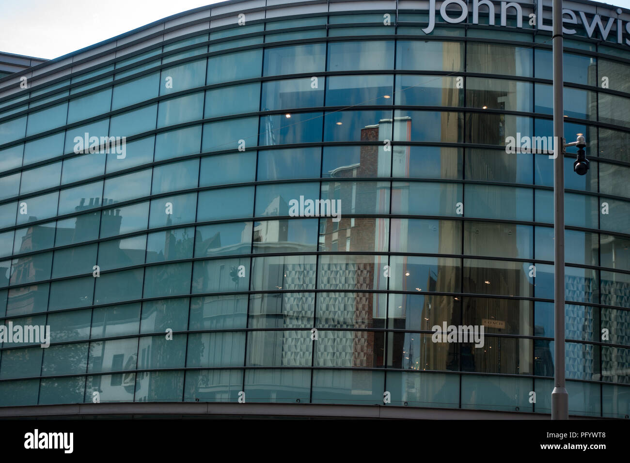 John Lewis, outside of building with reflections. Liverpool. UK Stock
