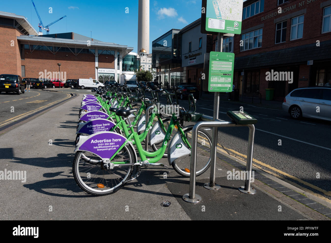 Citybike bikes lined up at docking station. Liverpool. UK Stock Photo -  Alamy
