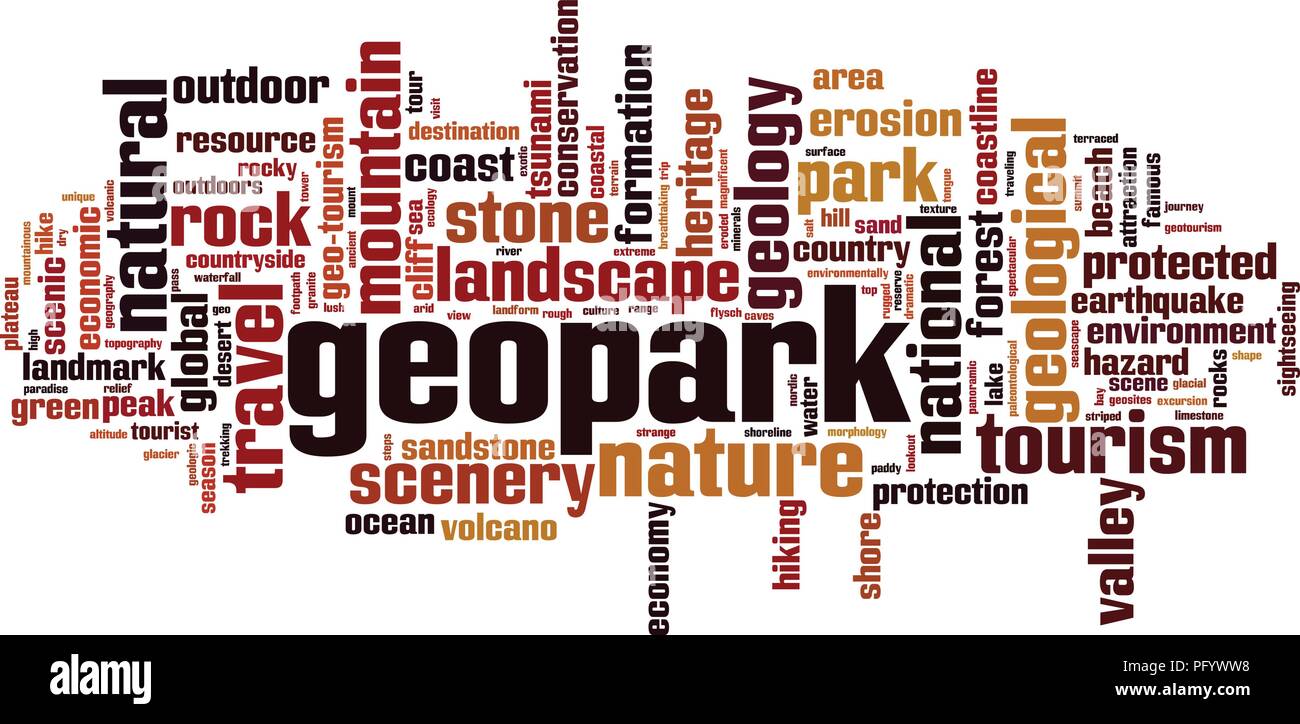 Geopark word cloud concept. Vector illustration Stock Vector