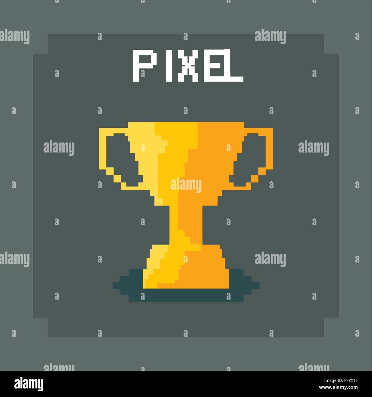 pixelated trophy icon over gray background, colorful design. vector ...