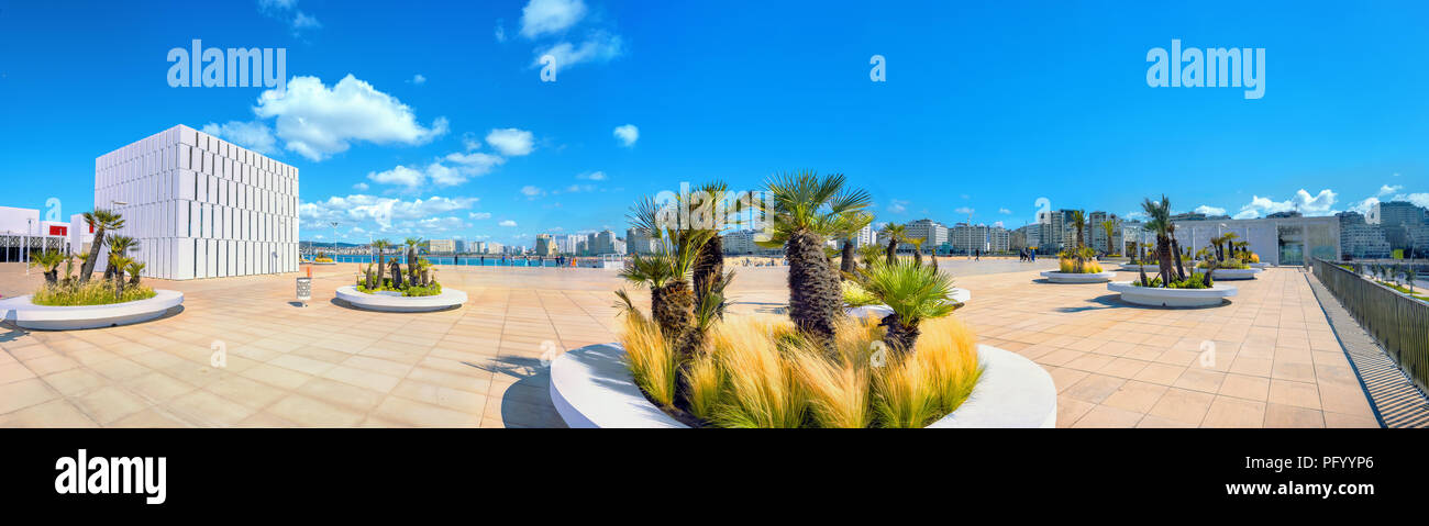 Panoramic view of embankment in Tangier. Morocco, North Africa Stock Photo