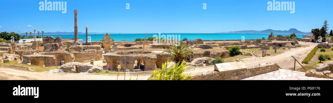 Wide panoramic view of ancient Carthage. Tunis, Tunisia, North Africa Stock Photo